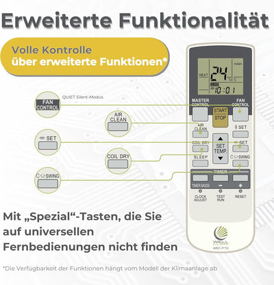Wellclima WEC-FT1 Fernbedienung Kompatibel mit Fujitsu und General Klimaanlagen, Originaldesign, Erw