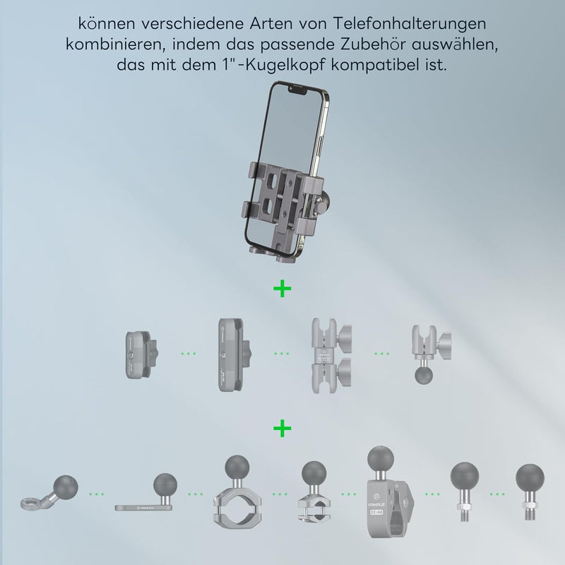 FANAUE CPC-DG09SA Handyhalterung mit 1" Kugel, Kompatibel mit RAM Halterung B Grösse Doppelsockelarm