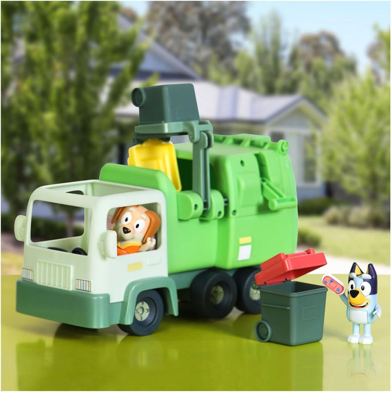 BlueY Müllwagen-Spielset mit Zwei 6,3–7,6 cm grossen Offiziellen Actionfiguren zum Sammeln, Müllmann