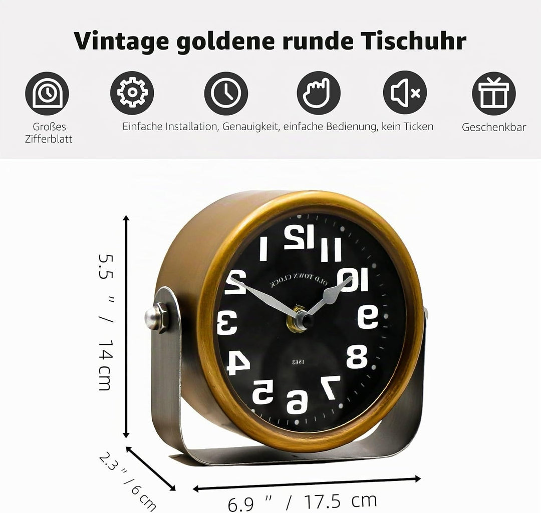 YOUKI Vintage Standuhr klein Tischuhren kaminuhr,Standuhren Analog Kaminuhren,Tischuhr Retro, Batter