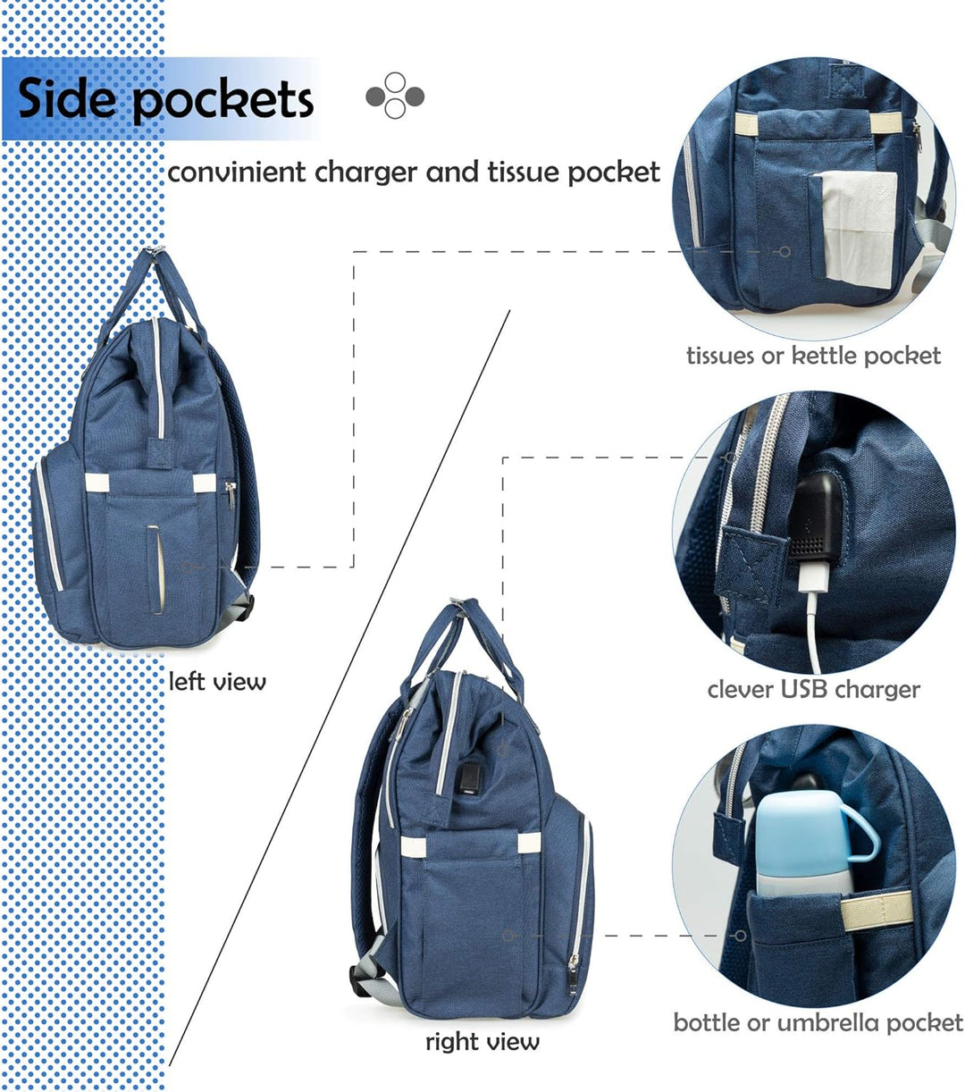 NEVEQ Baby Wickelrucksack, Babytasche für Reise, Wickeltasche Grosse Kapazität, Multifach Reise Ruck