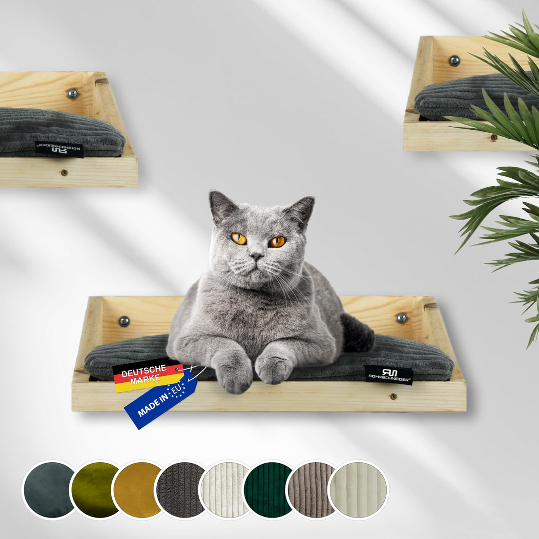 Rohrschneider Katzentreppe Wand | Made in EU | Kletterwand Katzen | aus Kiefernholz | belastbar bis