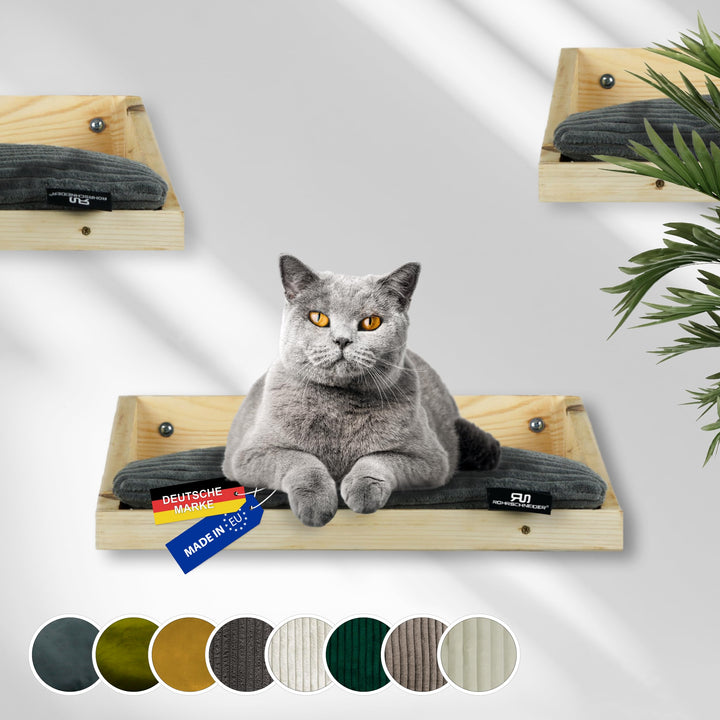 Rohrschneider Katzentreppe Wand | Made in EU | Kletterwand Katzen | aus Kiefernholz | belastbar bis