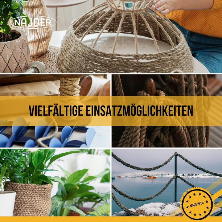 Najder - Juteseil - Naturfasern - gedreht Tauwerk - Hanf Jute Tau Seil - Seil für Barrieren und Gelä