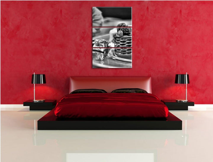 Pixxprint appetitliche Desserts als Leinwandbild/Grösse: 3 Teilig (120x80) cm/Wandbild/Kunstdruck/fe