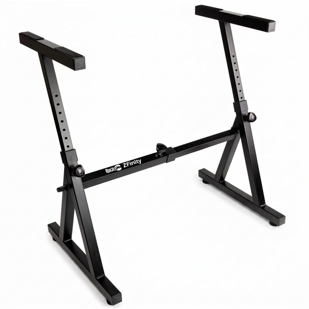RockJam Heavy Duty Z-Style Keyboard Stand for Digital Pianos and Electronic Keyboards - Black Z-Shap