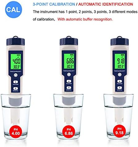 EZ-9909 5 in 1 PH-Messgerät Funktion Wasserqualitäts-Messgerät PH-Salinität EC-Tester mit LCD-Hinter