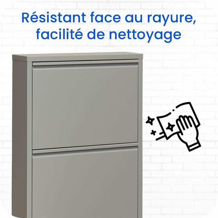 VEEHAUS Schuhregal Schmal Metall Schuhschrank Hoch Schuhkipper mit Magnetische Abdeckung Metall Mont