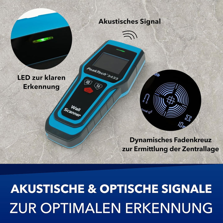 PeakTech P3433 – Professionelles Leitungssuchgerät – Digitaler Leitungssucher für Stromleitungen, Me