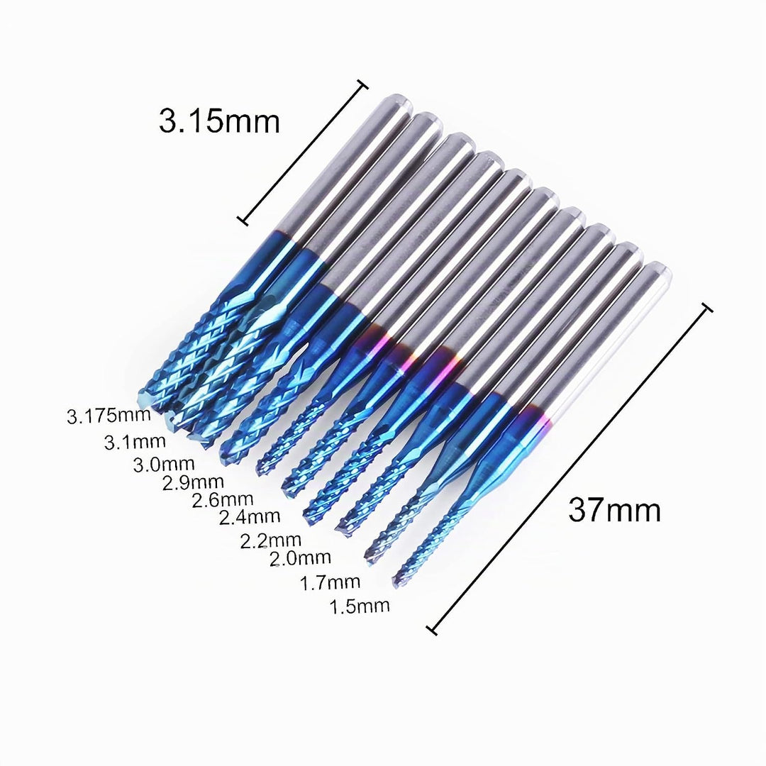 SainSmart Genmitsu CNC-Fräser, 10 Stück, Nano Blue Coat, 1,5 – 3,175 mm, Schaft 1/8, 1.5-3.175mm