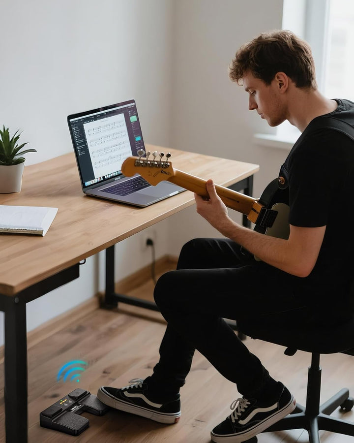 LEKATO Bluetooth Page Turner Pedal, mit Begleitspur Steuerung &amp; Batterieanzeige, kabelloser wiederau