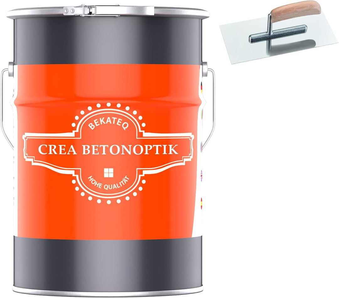 BEKATEQ Betonoptik in Betongrau 12kg, Moma Style Betonlook bis 30qm Betonspachtel inkl. Werkzeug, Ef