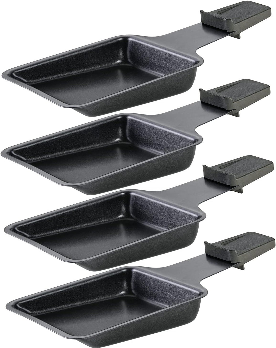 Spring Raclette Compact Pfännchen 4 Stück, Edelstahl, schwarz, 4.6 x 12 x 21.2 cm