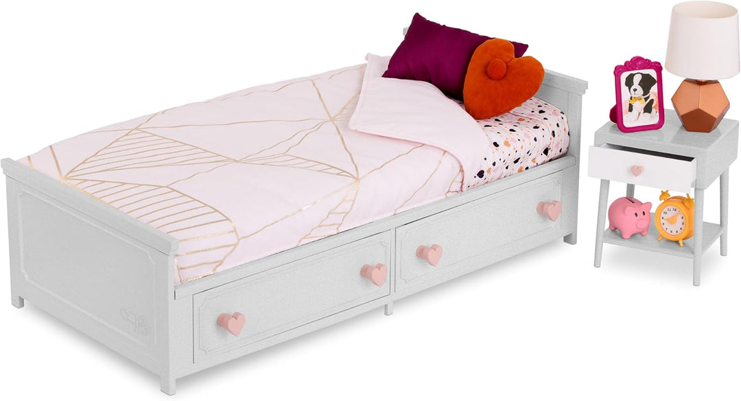 Our Generation – Goodnight Glow – 46 cm Puppe Zubehör – Bettwäscheset – Puppenhausmöbel – Vorgetäusc