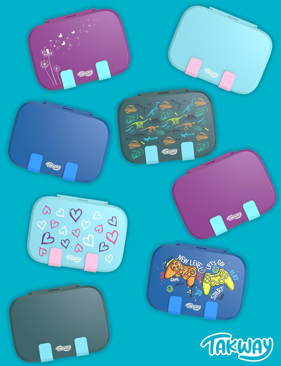 Brotdose Kinder mit Fächern - Bento Box Lunchbox BPA Frei - robust &amp; leicht zu öffnen (Türkis), T&amp;