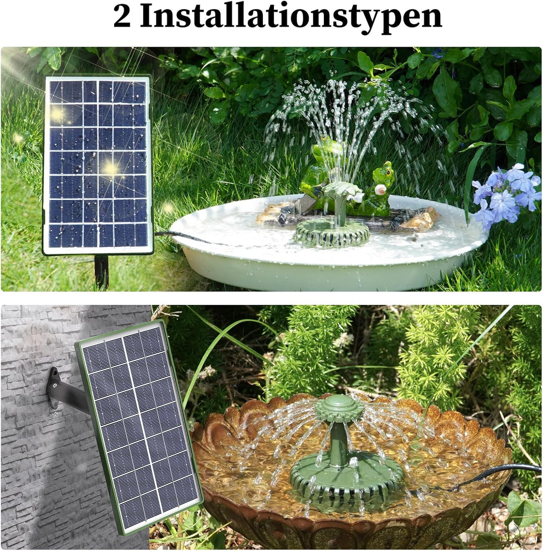 AISITIN Solar Springbrunnen für Aussen, 3,5W Dunkelgrün Solar Fontäne Pumpe mit Verschiedene Sprüh E