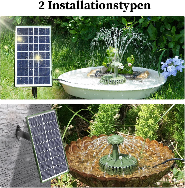 AISITIN Solar Springbrunnen für Aussen, 3,5W Dunkelgrün Solar Fontäne Pumpe mit Verschiedene Sprüh E