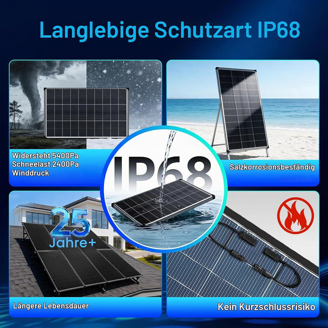 400 W Solarpanel Bifazial, 2 Stück 200 Watt Zonnepaneel, 12 V 18BB N-Typ A+ monokristalline Zelle, 2