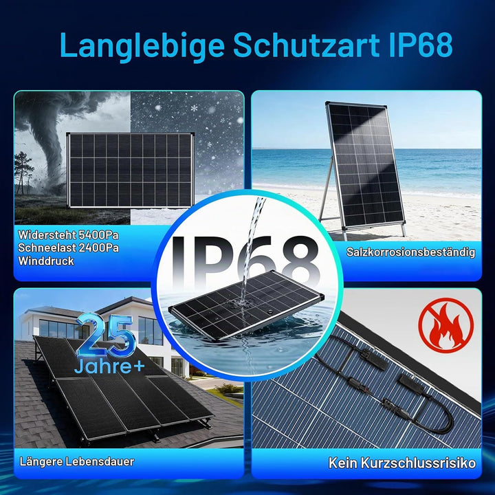 400 W Solarpanel Bifazial, 2 Stück 200 Watt Zonnepaneel, 12 V 18BB N-Typ A+ monokristalline Zelle, 2