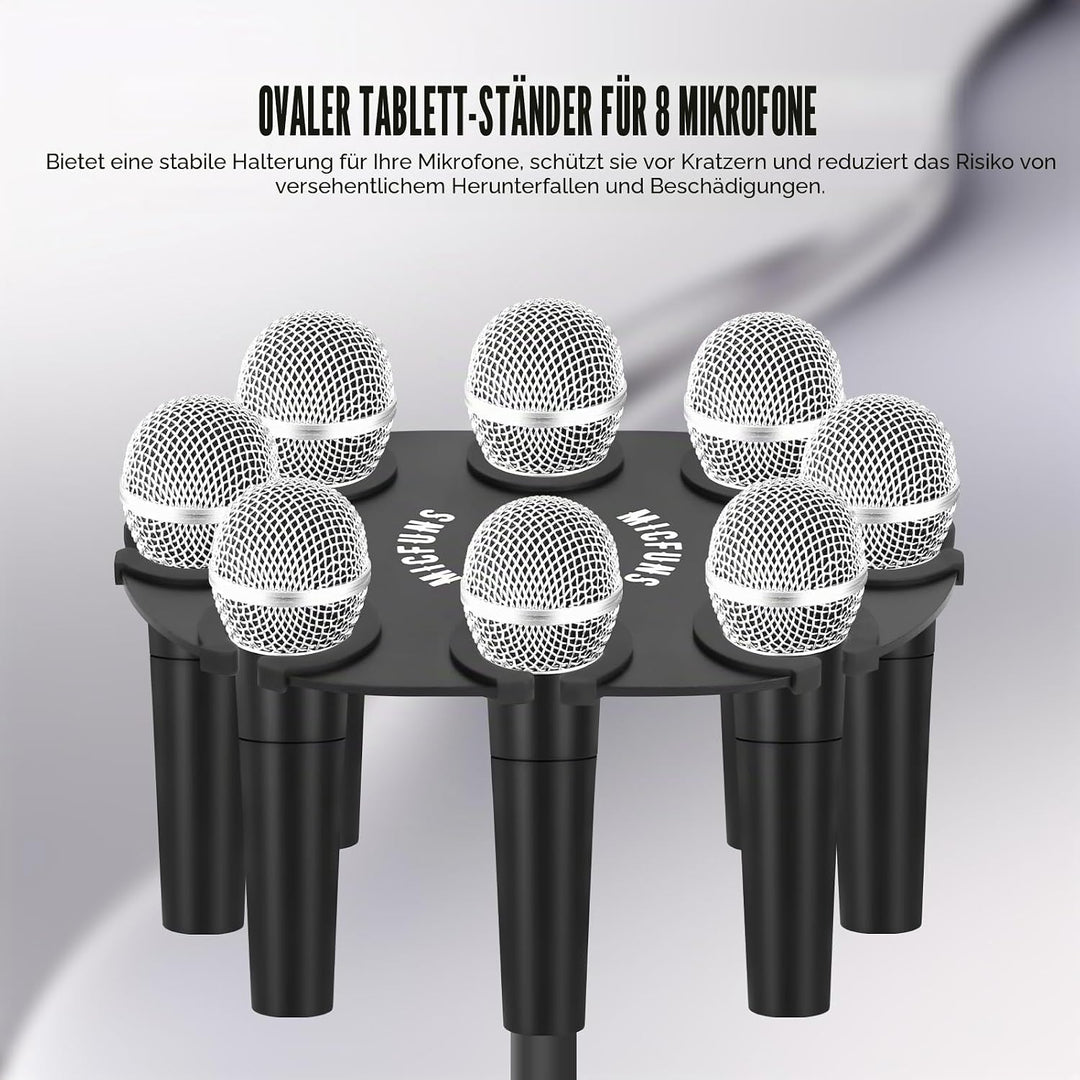 TM100 Multi-Mikrofonhalter für Mikrofonständer – quadratischer Tablett-Aufsatz hält bis zu 8 Mikrofo