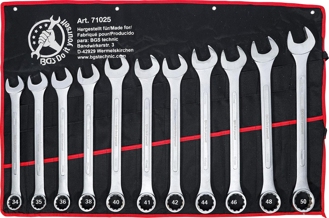 BGS Diy 71025 | Maul-Ringschlüssel-Satz | XXL | SW 34 - 50 mm | 11-tlg. 11-tlg. | SW 34 - 50 mm, 11-