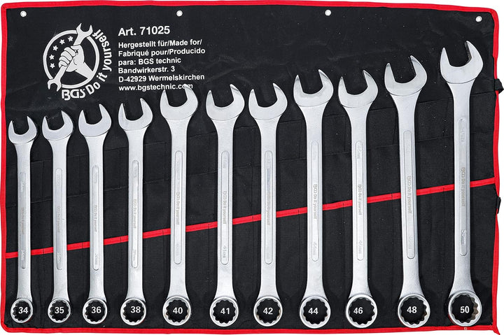 BGS Diy 71025 | Maul-Ringschlüssel-Satz | XXL | SW 34 - 50 mm | 11-tlg. 11-tlg. | SW 34 - 50 mm, 11-