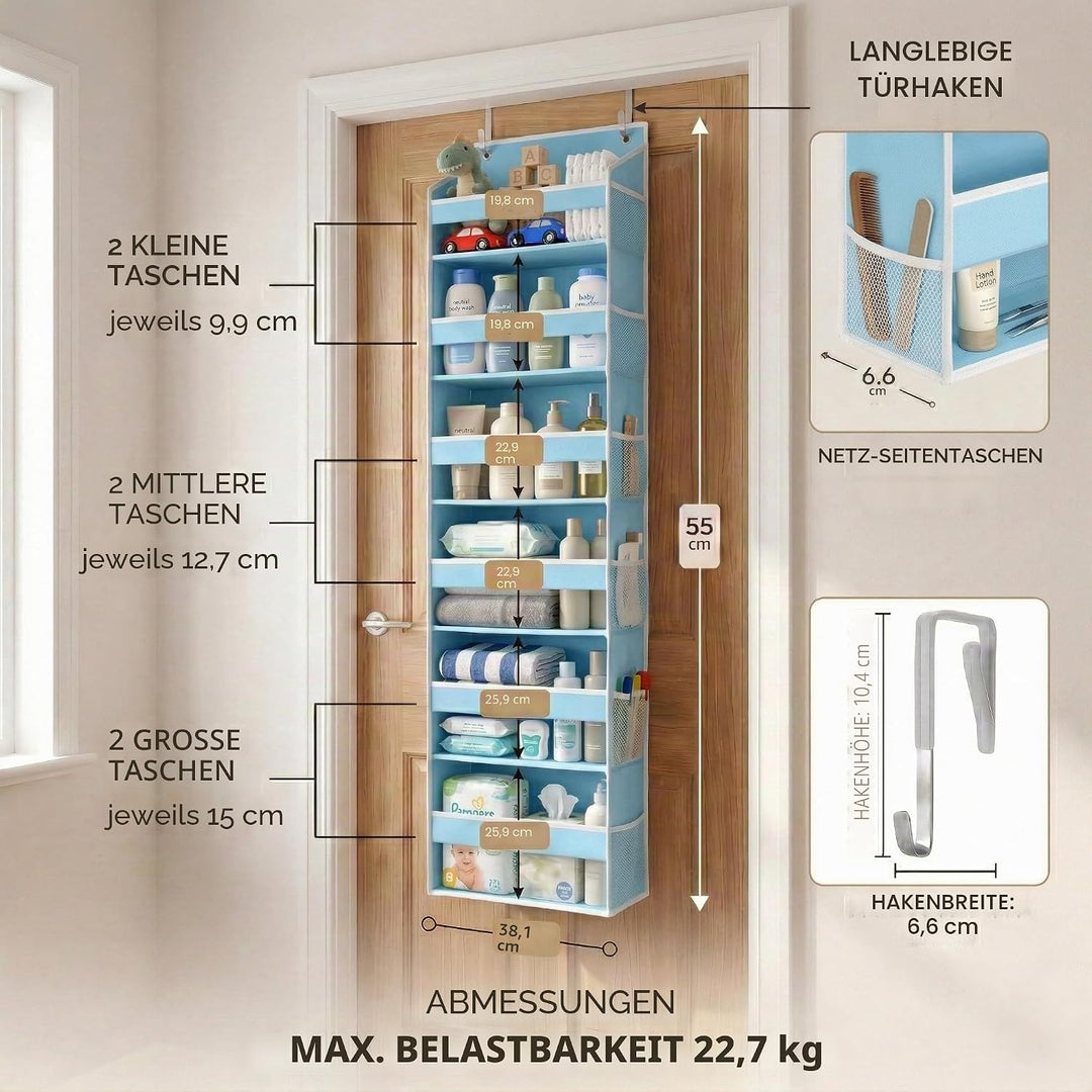 HOMELUX THEORY 1 Stück robuster Tür-Organizer, 140 x 35,6 x 17 cm, 6 grosse Front- und 12 Seitentasc