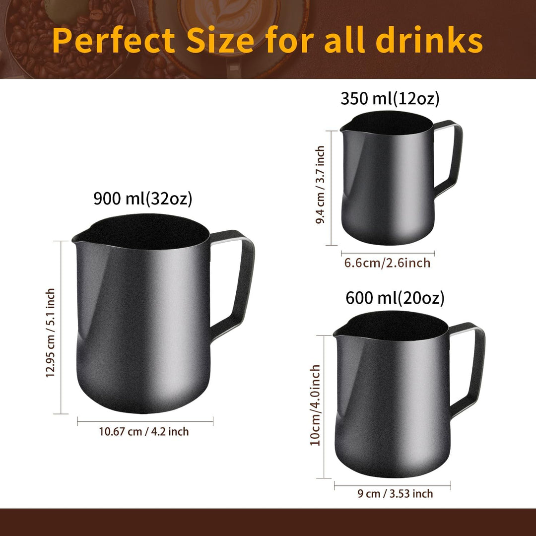 TechKen Milchkännchen,Milchkanne Edelstahl 900ml(32oz), Barista Zubehör Kaffee Milch Kännchen für Es
