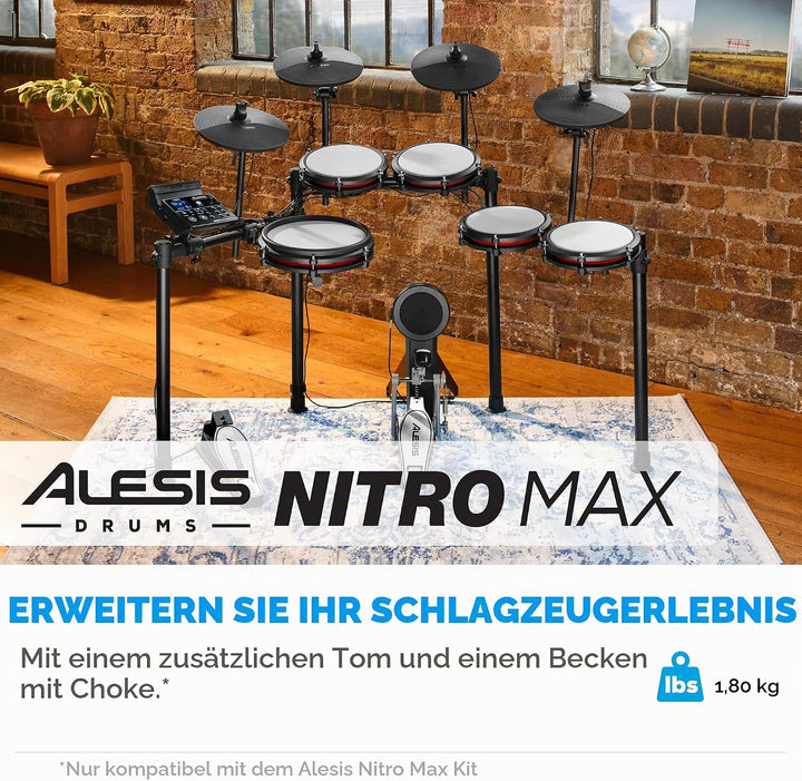 Alesis Drums Nitro Max Expansion Pack – E-Drum Set Erweiterung für Nitro Max Kit mit Mesh Tom Pad, 1
