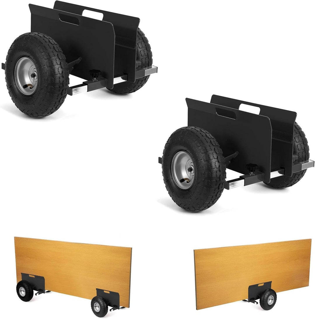 2 Stück Plattenwagen, 272 kg Tragfähigkeit, Mit 25.4CM Gummiluftreifen, Klemmwagen Plattentransportw