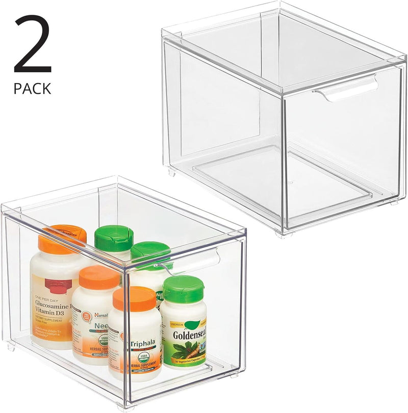 mDesign Kosmetikorganizer – stapelbare Schubladenbox aus Kunststoff – praktische Box zur Aufbewahrun