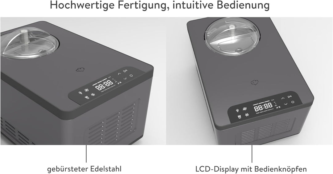 SPRINGLANE Eismaschine & Joghurtbereiter Elisa 2,0 L mit selbstkühlendem Kompressor 220 W, aus Edels