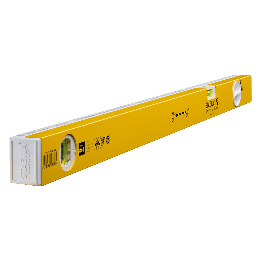 STABILA Teleskop-Wasserwaage Type 80 T, 80–127 cm, Alu-Profil mit Teleskopsystem, 1 Horizontal-Libel