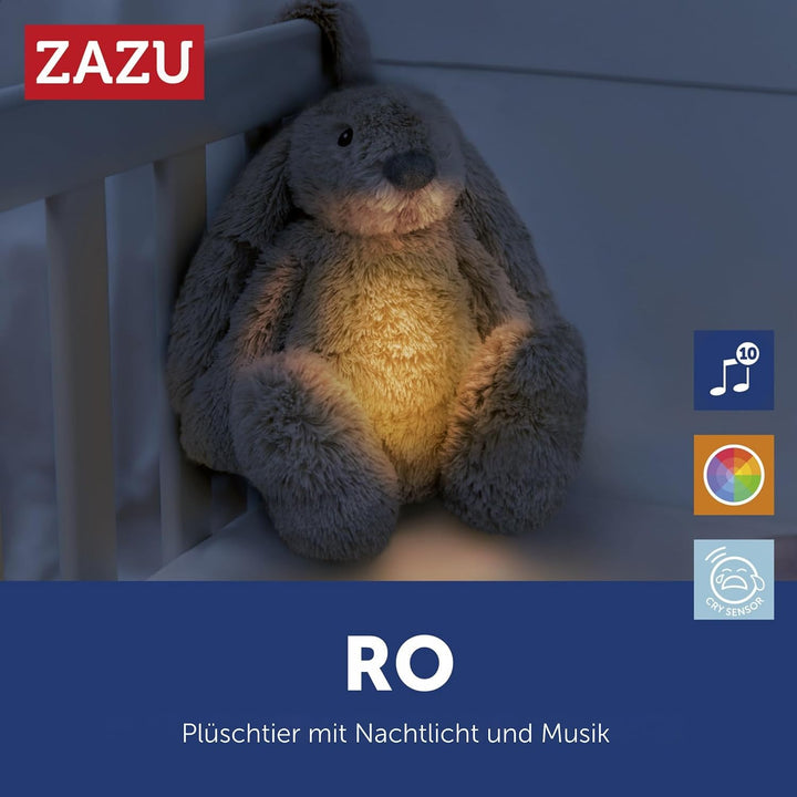 ZAZU - Ro der Hase Baby Schlafhilfe mit wiederaufladbarem Akku – Nachtlicht in mehreren Farben &amp; ber