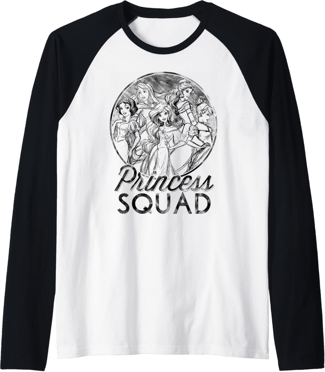 Disney Princess Squad Group Sketch Circle Portrait Raglan
