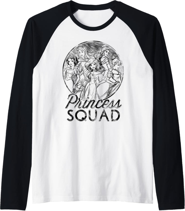Disney Princess Squad Group Sketch Circle Portrait Raglan