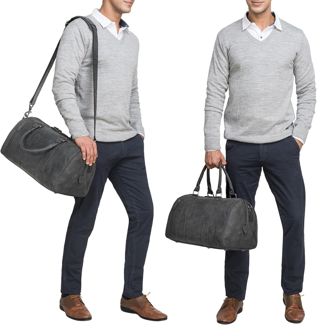 STILORD 'Keanu' Leder Weekender Herren kleine Vintage Reisetasche zum Umhängen Handgepäck Reisegepäc