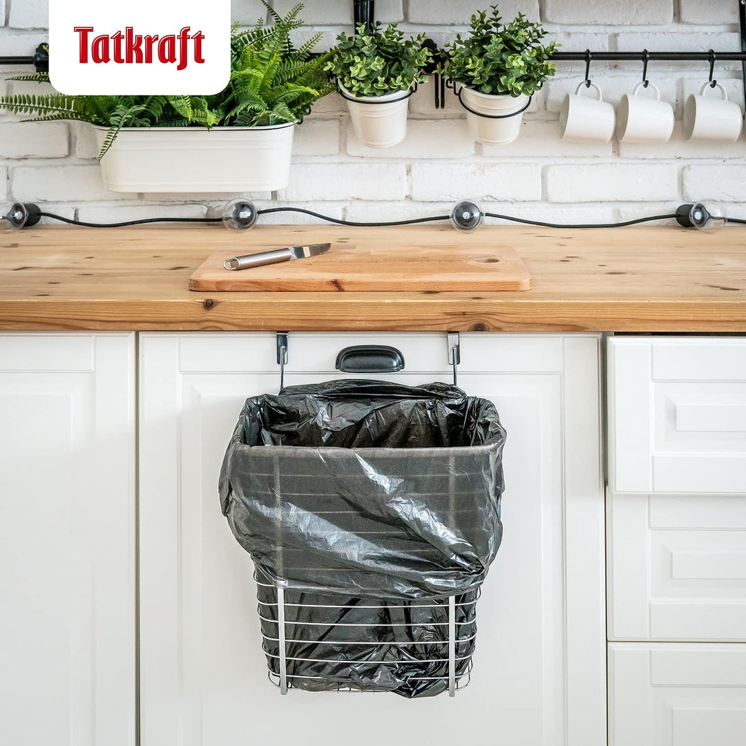 Tatkraft Top Über Tür Abfalleimer, Hängekorb, 10L Kapazität, Metalldraht Chrom 31 x 15 x 40.5 cm, 31