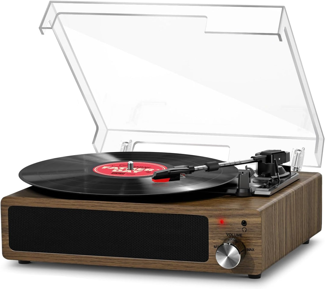 Plattenspieler, FYDEE Vinyl Plattenspieler Bluetooth mit 2 Eingebauten Stereo Lautsprecher, Vintage