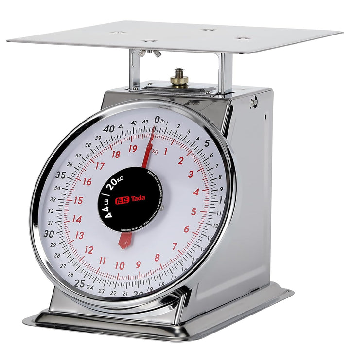 Tada Mechanische Küchenwaage, 20 kg, Edelstahl, robust, Portionskontrolle, Lebensmittelwaage