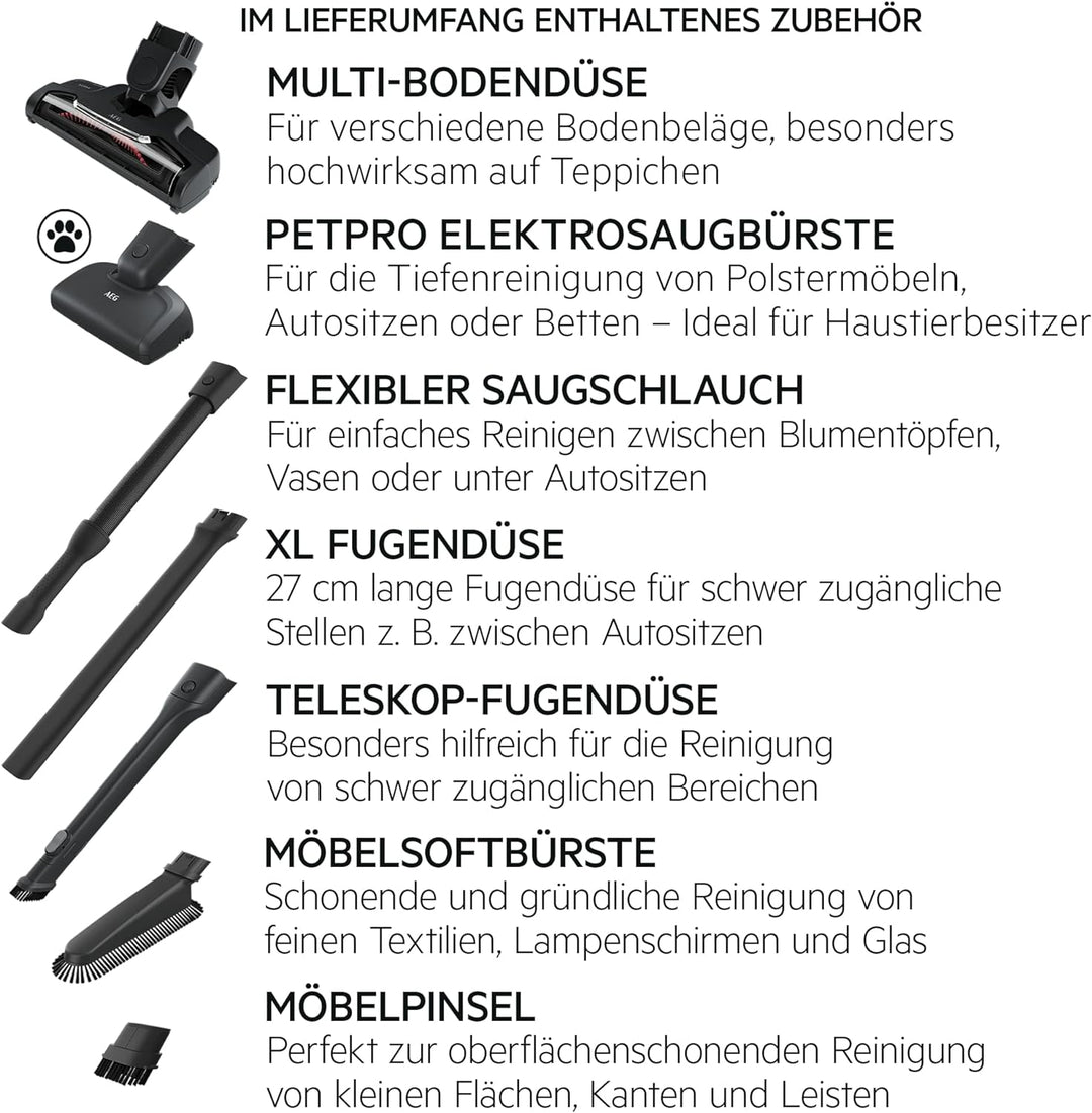 AEG QX7-1-I360 Akku Staubsauger kabellos / Staubsauger beutellos / leise / Handstaubsauger Akku / 50