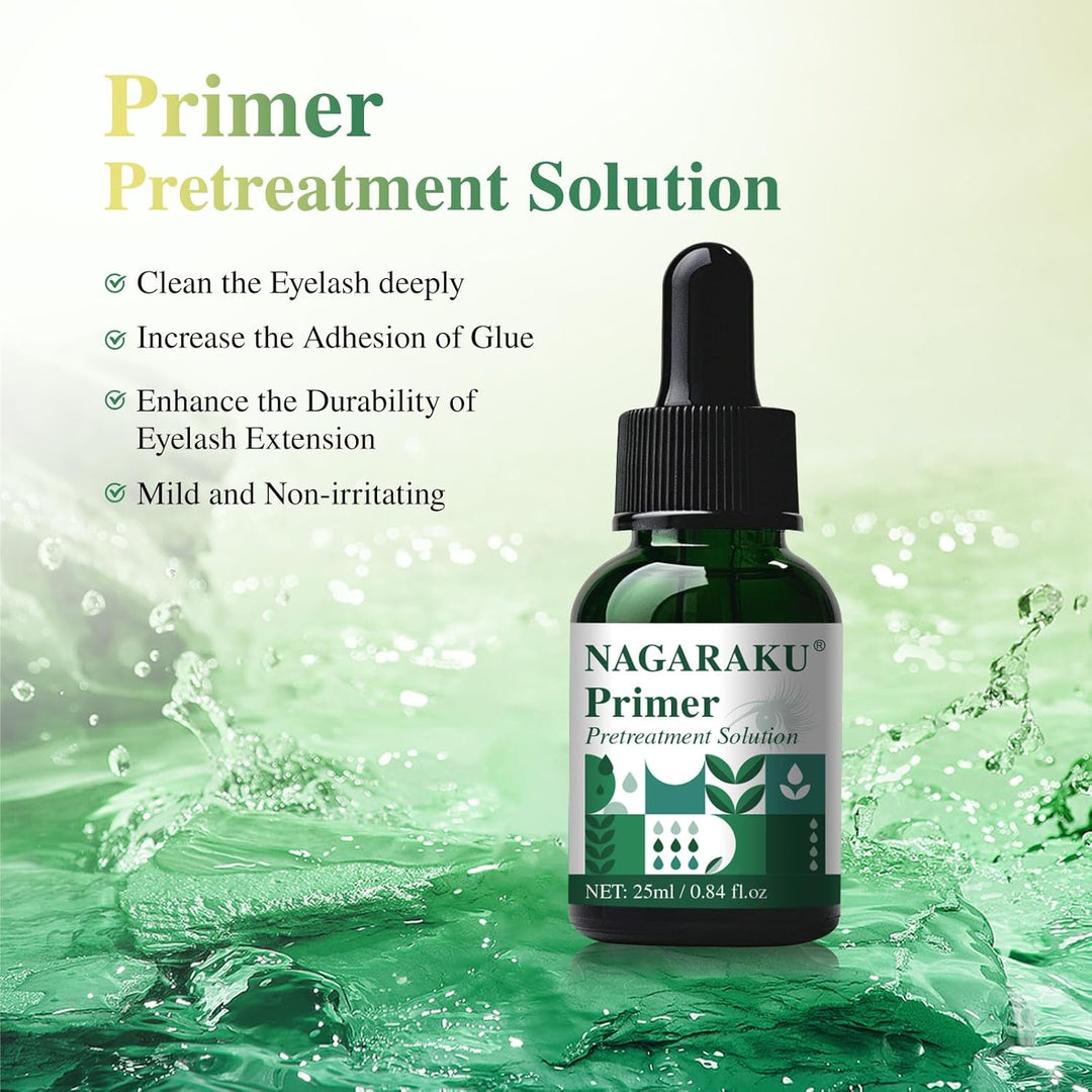 NAGARAKU Wimpern Primer 25ML Vorbereitung für Wimpernverlängerung Reinigt Naturwimpern sanft vor der