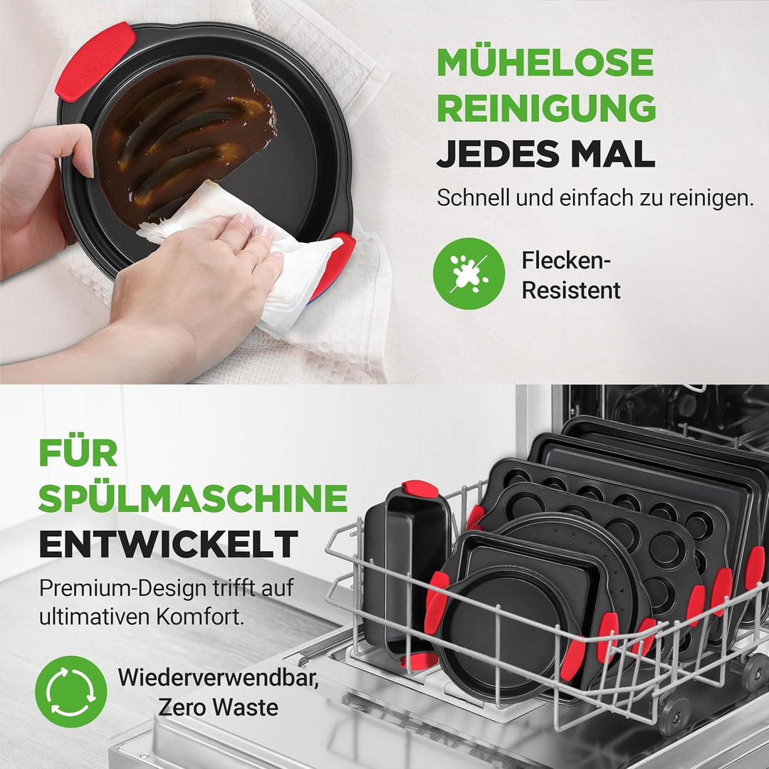 Nutrichef NCSBS10S hitzeroten Silikongriffen, ofenfest, Eisen, schwarz 10 Piece Set Schwarz, 10 Piec