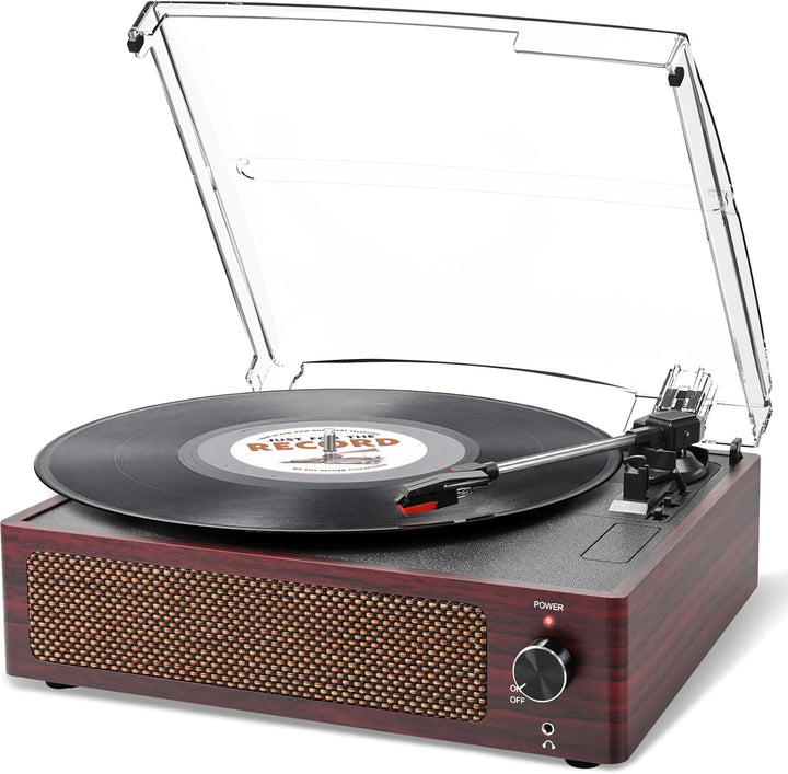 Trynnay Plattenspieler mit Lautsprecher Vinyl Schallplattenspieler Wireless LP Phonograph mit Eingeb