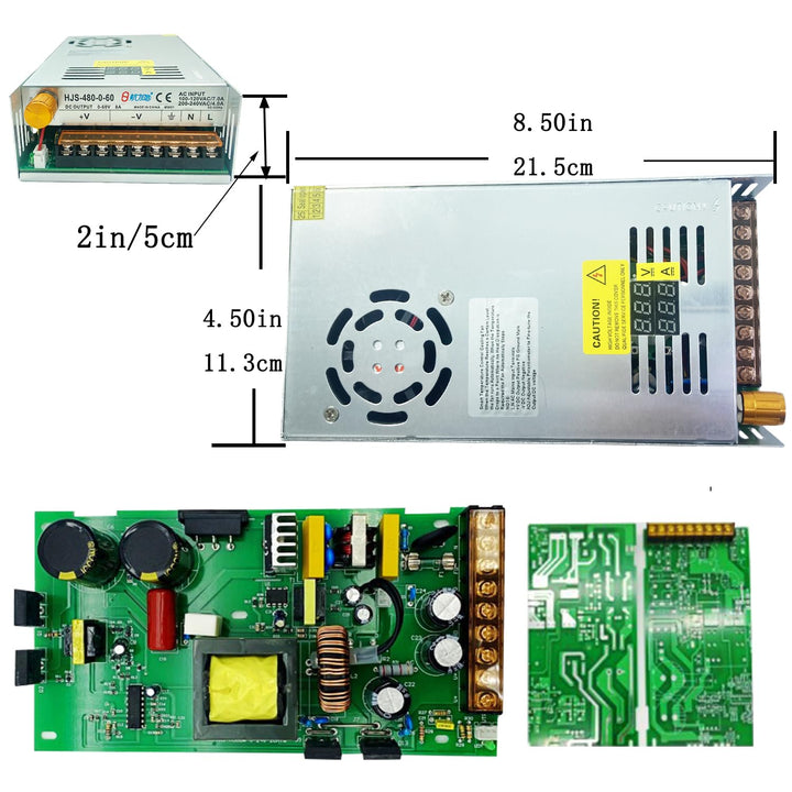 Transformator AC-DC 0-60V einstellbar 8A480W aktuelle Spannung Dual-Digital-Anzeige DC geregelte Sch