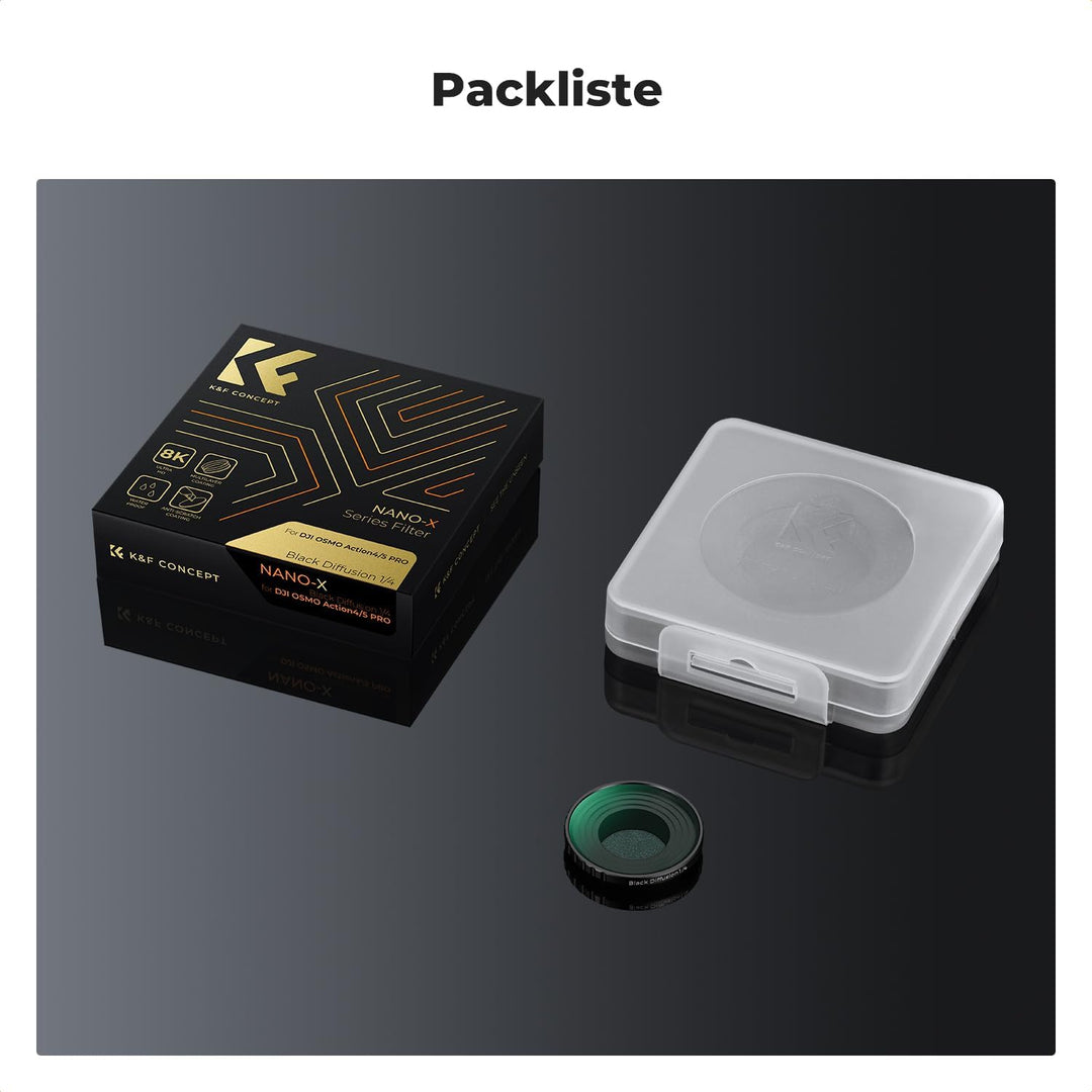 K&F Concept Black-Mist 1/4 Filter kompatibel mit DJI Osmo Action 5 PRO/Action 4 Black Diffusion 1/4,