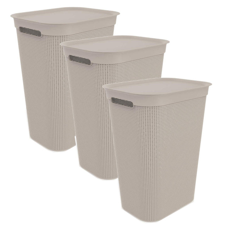 3er-Set Wäschesammler 50l Beige 3 Stück, Beige 3 Stück