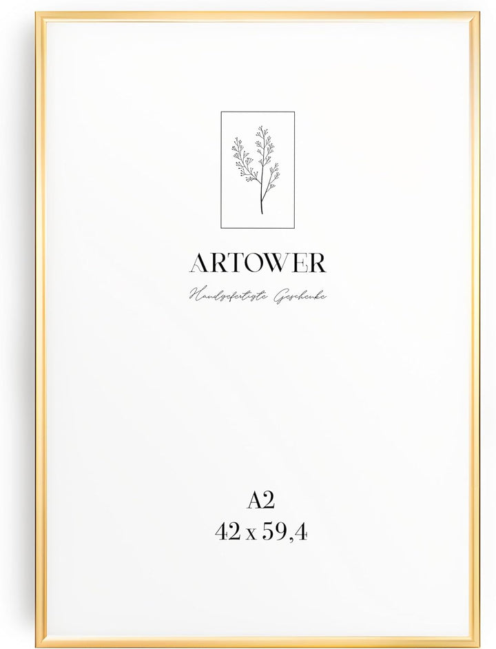 Artower® Bilderrahmen Gold Metall Dünner Rahmen für DIN A2 42 x 59,4 cm | Posterrahmen Gross Collage