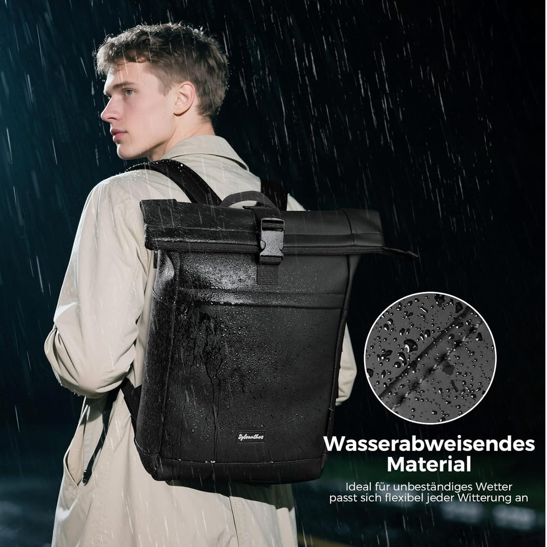 Wasserdicht Rucksack, Laptop Rolltop Rucksack für Herren & Damen Mit Diebstahlsichere Reissverschlus