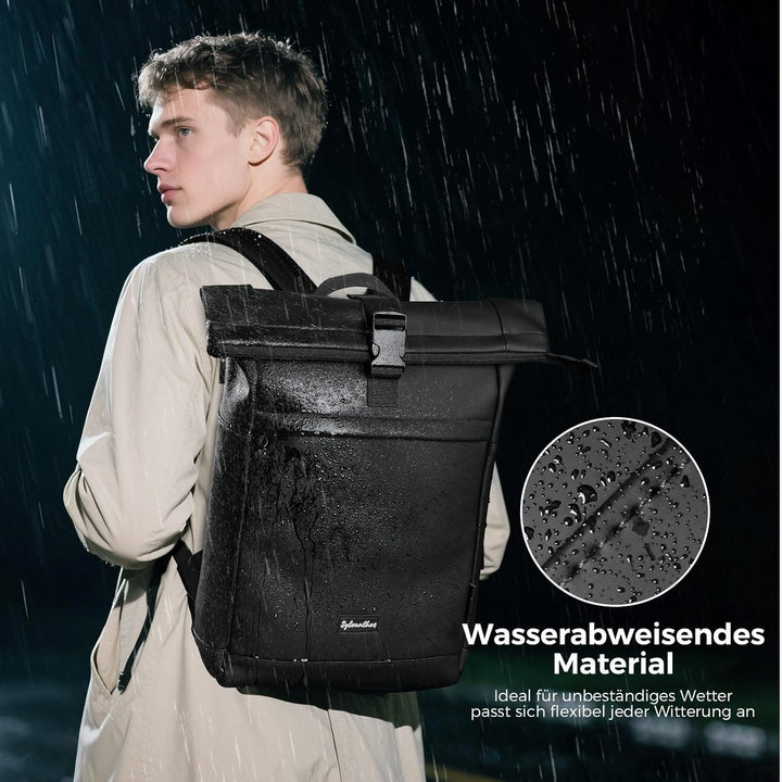 Wasserdicht Rucksack, Laptop Rolltop Rucksack für Herren & Damen Mit Diebstahlsichere Reissverschlus